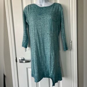 Brochu Walker Shirt Teal Linen Burnout Womans Top